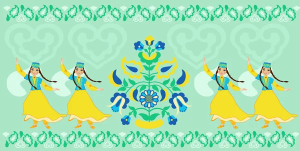 Una Ragazza Tatara Crimea Costume Ballo Popolare — Vettoriale Stock
