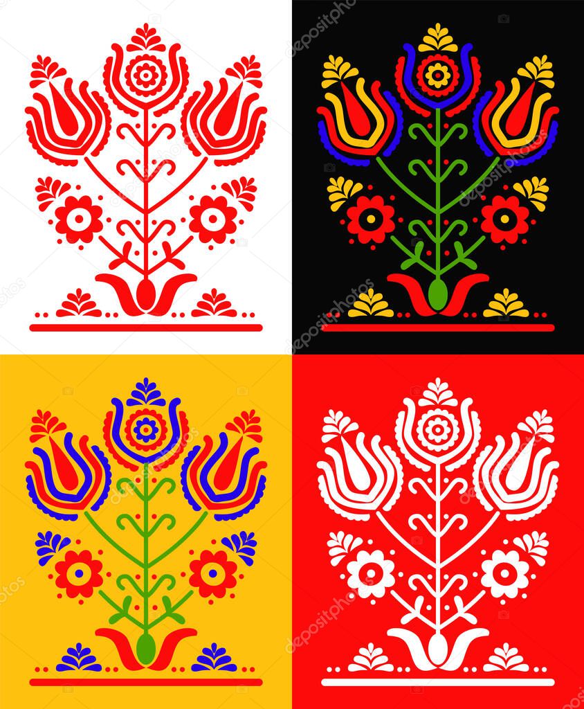 Set Ukrainian and Polish traditional folk ornament 