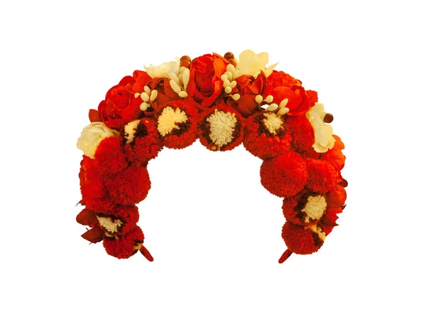 Couronne Mariage Ukrainienne Traditionnelle Faite Fleurs Artificielles Tissu Cire Pompons — Photo