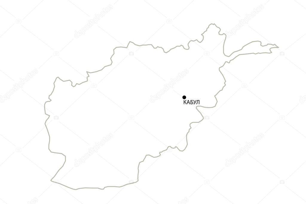 Map of Afghanistan contour on white background