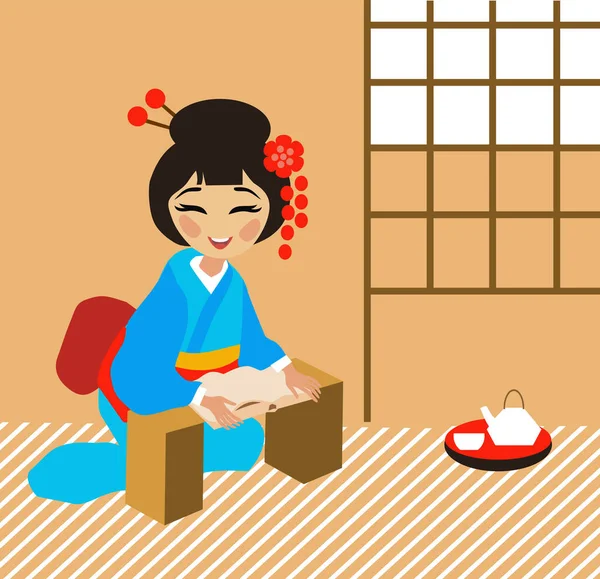 Jovem Mulher Japonesa Lendo Livro — Fotografia de Stock