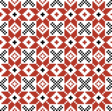 Siyah ve kırmızı nakışlarda Ukrayna geleneksel deseni