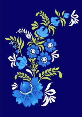 Ukrayna süsü ile boyanmış kart, tasarım için çiçekli Petrikovskaya resmi