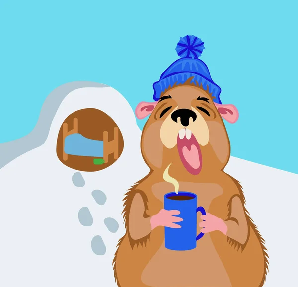 Groundhog Dag Februari Een Stripverhaal Met Een Marmot Een Kop — Stockfoto