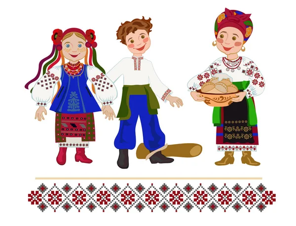 Dívka Ukrajinském Lidovém Kostýmu Talířem Palačinkami Blahopřání Karnevalem Nebo Shrovetide — Stock fotografie