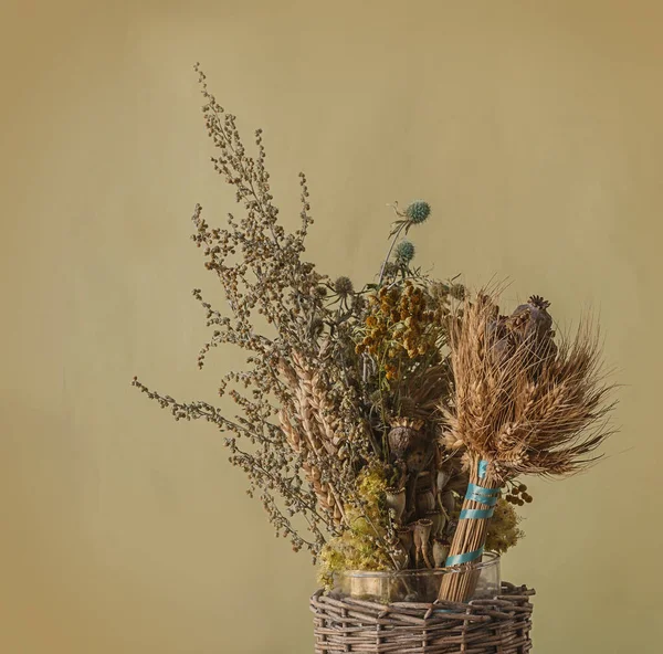 Bouquet Dry Herbs Poppy Heads Traditional Day Memory Martyrs Maccabees — Stock Photo, Image