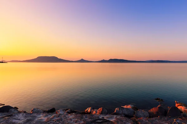 Bellissimo Tramonto Nel Lago Balaton Ungheria Europa — Foto Stock