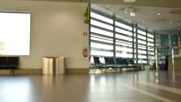 Международный Аэропорт Деловыми Людьми Тянет Тележки Мешки Прибывающих Вылетающих Терминалов Лицензионные Стоковые Видео