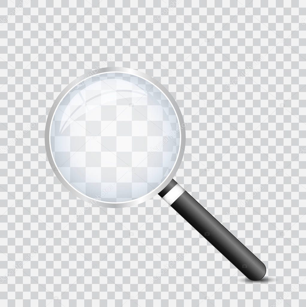 Illustration of a magnifying glass against a checkered background.