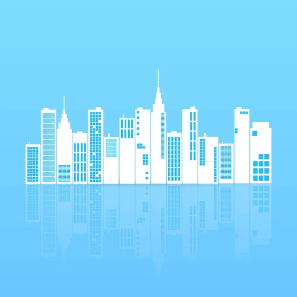 Illustration City Skyline Illustration Colorful Blue Background — Stock Vector