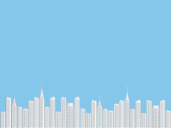 Illustratie Van Een Skyline Van Stad Een Kleurrijke Blauwe Hemelachtergrond — Stockvector