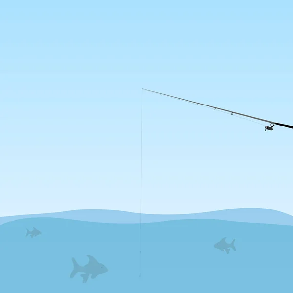 Illustration Fishing Pole Water — Stock Vector