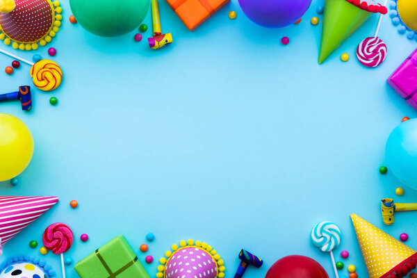 Birthday Party Background Party Hats Candy — Stock Photo, Image