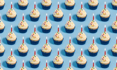 Doğum günü cupcake dikişsiz desen