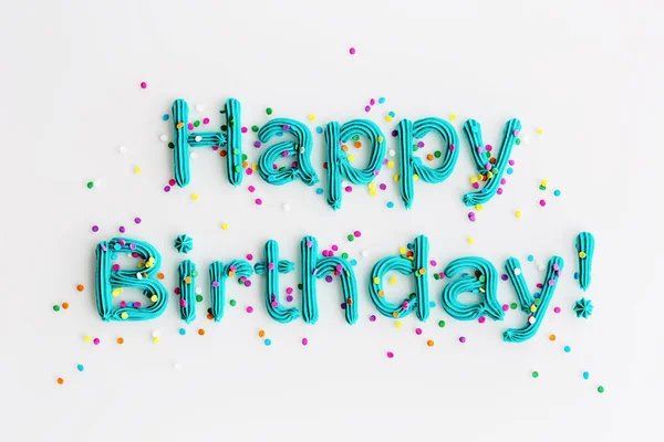 Happy birthday written in frosting — Stock Photo, Image