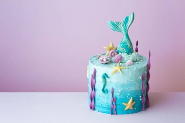Mermaid birthday cake clipart
