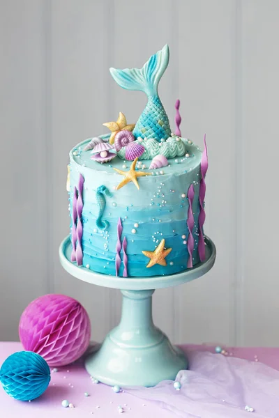 Syrenka tort urodzinowy — Zdjęcie stockowe