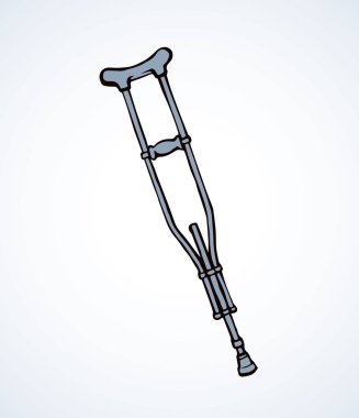 Eski kol kolu sağlık dolandırıcı walker araç beyaz zemin üzerinde. Serbest el anahat siyah mürekkep çizim nesnesini logo amblem kroki retro sanat doodle tarzı kalem kağıt ver. Portre görünümünde metin alanı olan