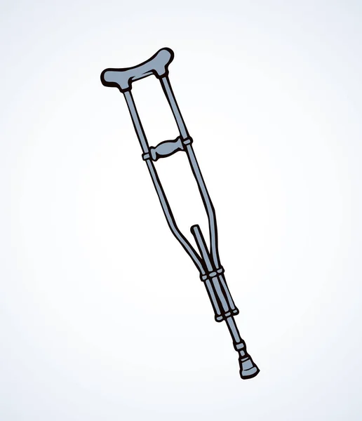 Oude Arm Handvat Gezondheidszorg Crook Walker Tool Witte Achtergrond Freehand — Stockvector