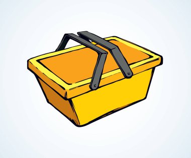 Boş portakal self servis pottle beyaz arka plan üzerinde izole ambar. Canlı renk el çekilmiş yarım yamalak piktogram amblemi müşteri e için harcamak sanat modern doodle karikatür tarzı metin için yer ile