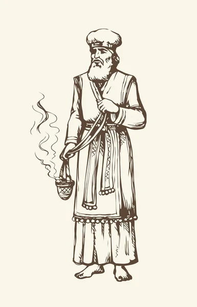 Моисей Тора Историческая Культура Божественного Служения Старый Бородатый Аарон Тунике — стоковый вектор