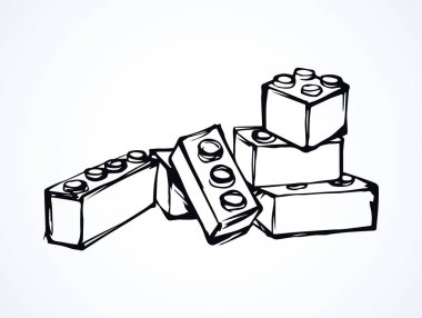 Meccano bulmaca beyaz kağıt zemin üzerinde set kiti. Serbest el anahat siyah renk mürekkep el tasarım nesne logo amblem piktogram modern sanat yarım yamalak çizgi stili doodle çizilmiş. Metin için yer ile yakın