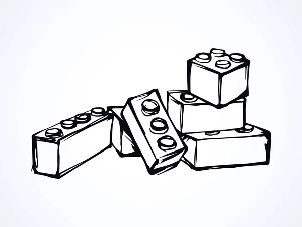 Meccano Puzzle Kit Auf Weißem Papier Hintergrund Gesetzt Freihändig Umreißen — Stockvektor