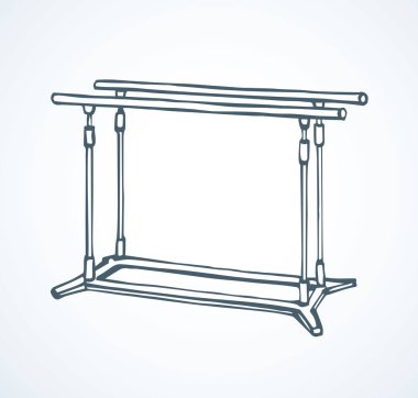 beyaz zemin üzerinde 2 çelik Koç çekme aracı. Anahat siyah mürekkep el çizilmiş iyi kulüp eylem nesne logo işareti amblemi modern sanat doodle karikatür tarzı kalem kağıt üzerinde. Metin için yer ile yakın çekim yan görünüm