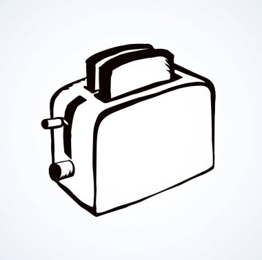 Eski çelik aşçılık baker pot aygıt beyaz zemin üzerinde. Serbest çizim siyah mürekkep elle çizilmiş hızlı pişmiş maker nesne logosu sanat retro doodle karikatür tarzı kalem kağıt alanı metin. İzometrik görünümü