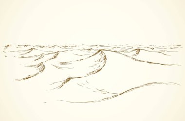 Zirve manzarası sahne. Anahat siyah kalem mürekkep el sıcak küresel kum fırtınası işareti simgesi simgesi sanat yarım yamalak doodle vintage karikatür tarzı çekilmiş. Işık kağıt zemin üzerinde metin için yer ile doğal satır görünümü