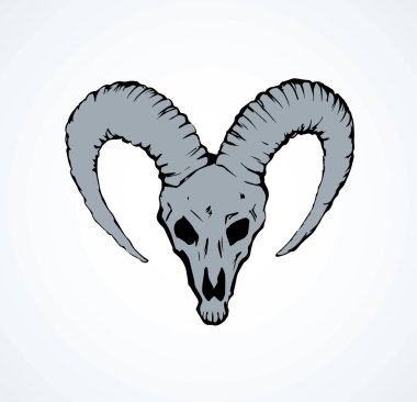 Antik büyük yerli azgın buck boynuz canavar namlu beyaz arka plan üzerinde. Serbest çizim siyah mürekkep elle çizilmiş eski elk dekor piktogram antika doodle sanatta yarım yamalak etch tarzı kalem kağıt alanı metin için