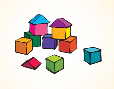 Işık kağıt zemin üzerinde set küçük plastik kiti. Parlak multy renk mürekkep el mantık tasarım nesnesi Logo Amblem modern sanat yarım yamalak çizgi stili doodle çizilmiş. Metin için yer ile yakın