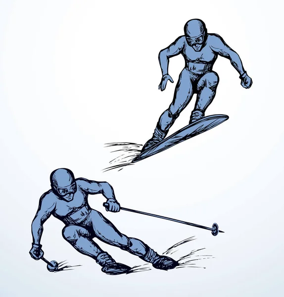Junge Schnell Sportliche Spaß Gesunde Männliche Figur Auf Weißem Eis — Stockvektor