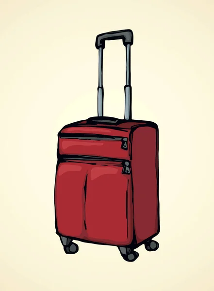 大型现代封闭式行李箱囊在白色机场的背景 深色卡其飞机西装案手提袋旅行包 明亮的橄榄色手画徽标标志素描复古艺术涂鸦风格与文本空间 — 图库矢量图片