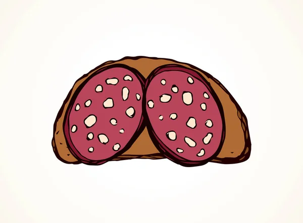 Gustoso Croccante Naturale Sezione Panino Pasta Segale Delicatezza Porzione Bratwurst — Vettoriale Stock
