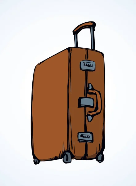 Großer Alter Geschlossener Kofferraumbeutel Auf Weißem Flughafenhintergrund Lebendige Flugzeug Koffer — Stockvektor