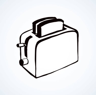 Eski çelik aşçılık baker pot aygıt beyaz zemin üzerinde. Serbest çizim siyah mürekkep elle çizilmiş hızlı pişmiş maker nesne logosu sanat retro doodle karikatür tarzı kalem kağıt alanı metin. İzometrik görünümü