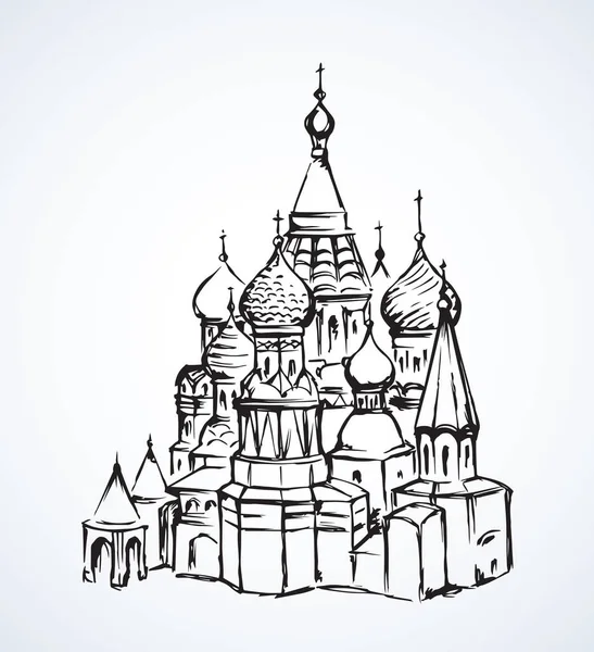 Vasily Kutsanmış Papaz Manzarası Şehir Merkezindeki Klasik Spazskaya Çizgi Siyah — Stok Vektör