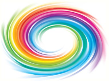 Vektör modern yaratıcı harika eddy fütüristik Festivali mutlu aqua fon canlı çok renkli parlak çizgili püskürtme dalgalanma küre kıvrılmış. Closeup görünümü metin ortada yer alan huni ile