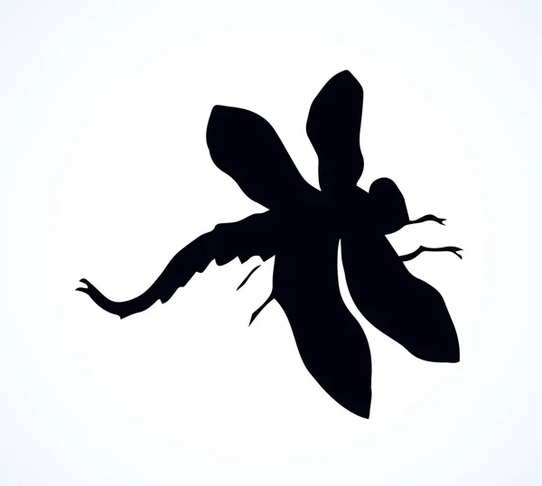 Grote Schattig Anisoptera Lichte Achtergrond Donkere Inkt Hand Getekend Logo — Stockvector