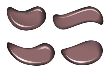 Beyaz zemin üzerine curvy şekil hafif koyu kırmızı gül rengi yayıldı emaye Emülsiyon Boya. Uyarısı splodge simgesi tasarım yüzeyi pürüzsüz parlak parlak yağı dökün. Sanat ıslak dön grafik işareti. Portre ve metin için yer