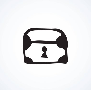 Beyaz arka planda büyük şirin ahşap süslemeli gemi mobilyaları. El yazısıyla çizilen siyah mürekkep çizimi anahtar deliği konsepti nesne amblemi eski sanat eseri tarzı kalemle kağıt üzerinde metin için. Yakın görünüm