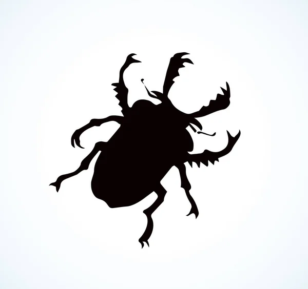 Grote Schattig Crawly Lucanid Stagbeetle Een Lichte Achtergrond Donkere Inkt — Stockvector