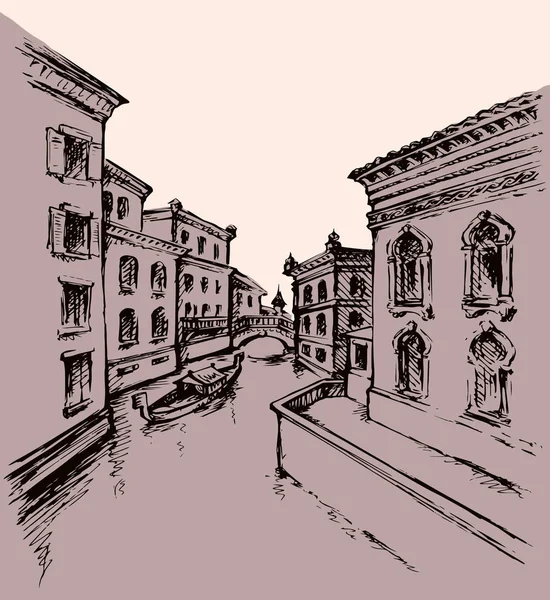 Vue Panoramique Sur Ville Vieilli Romantique Passage Centre Ville Avec — Image vectorielle