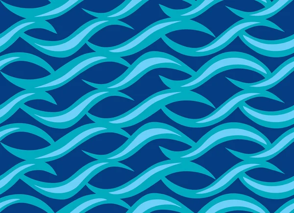 Tileable kıvrımlı warp şekli formu ajur açık gök renk koyu Indigo dolambaçlı yollardan bükülmüş darbeleri ile. Dalgalı curvy wavelike menderes basit doğrusal vintage tarzı sarma şablon fond bozuk