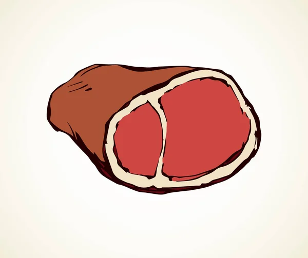 뚱뚱한 Ribeye Wurst 텍스트 배경에서 빨간색 복고풍 스타일에 그려진된 양고기 — 스톡 벡터