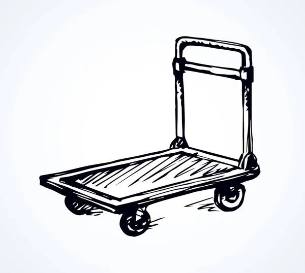 Big Empty Forklift Handcart Dolly Basket White Platform Backdrop Black — Stock Vector