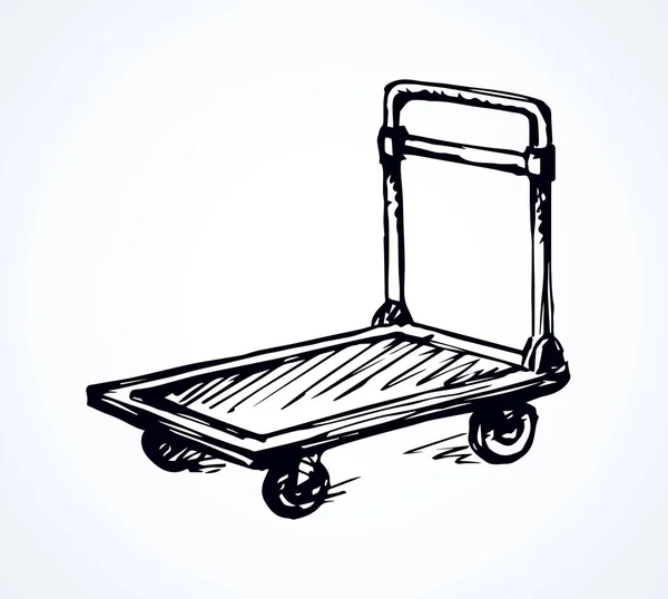 Grote Lege Heftruck Handcart Dolly Mand Witte Platform Achtergrond Zwarte — Stockvector