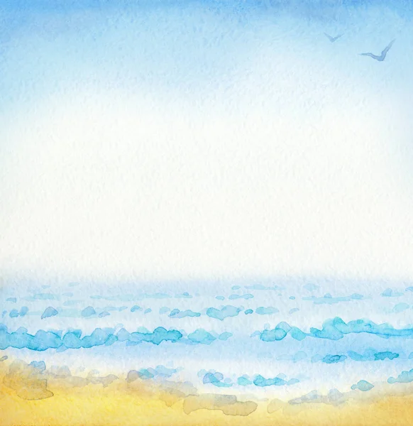 Joyful Bright Hand Drawn Watercolour Backdrop Space Text Gentle Azure — Stock Photo, Image