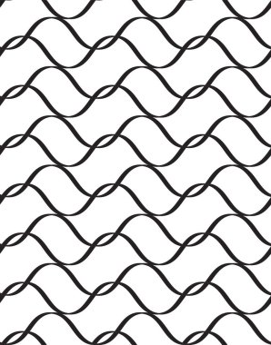 Tileable simetri wavelike koyu gri renk dolambaçlı yollardan ince bükülmüş çizgili şekil. Dalgalı curvy form şablonunda sanat tarzı